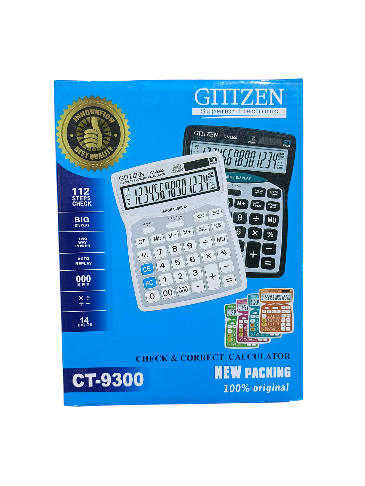 Gitizen CT-9300 Check and Correct Calculator 14 digit large display solar battery dual power original box