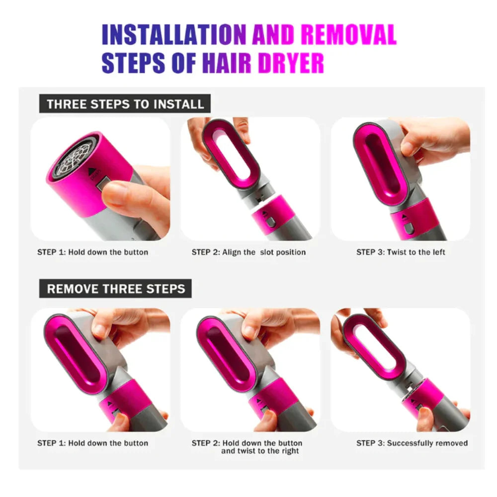 5-in-1 hot air styler installation and removal steps 3 steps to install and remove