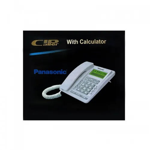 Panasonic Caller ID corded phone white with calculator LCD display and handset