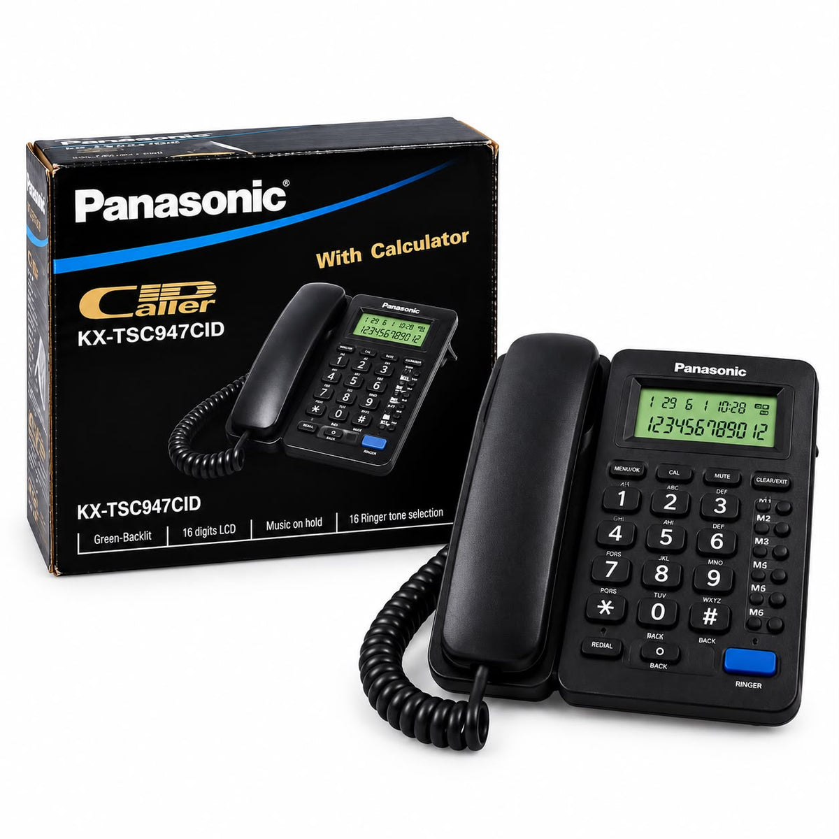 Panasonic KX-TSC 947 CID White Corded Landline Telephone with Caller ID &amp; Calculator