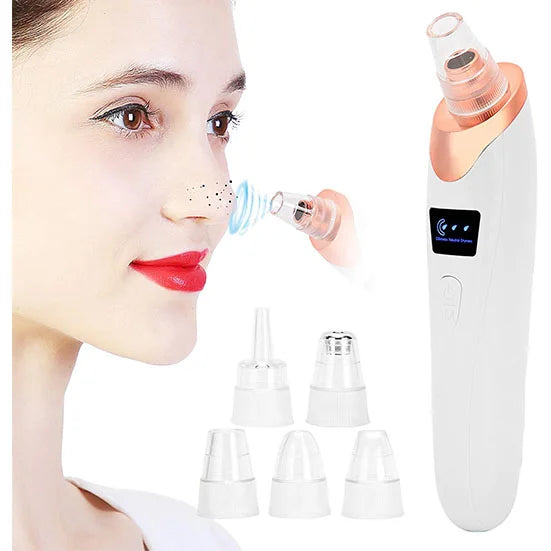Electric Blackhead Remover used on face showing before and after results