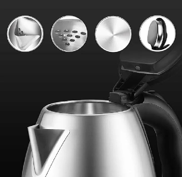 National Electric Kettle stainless steel spout filter lid and handle close-up