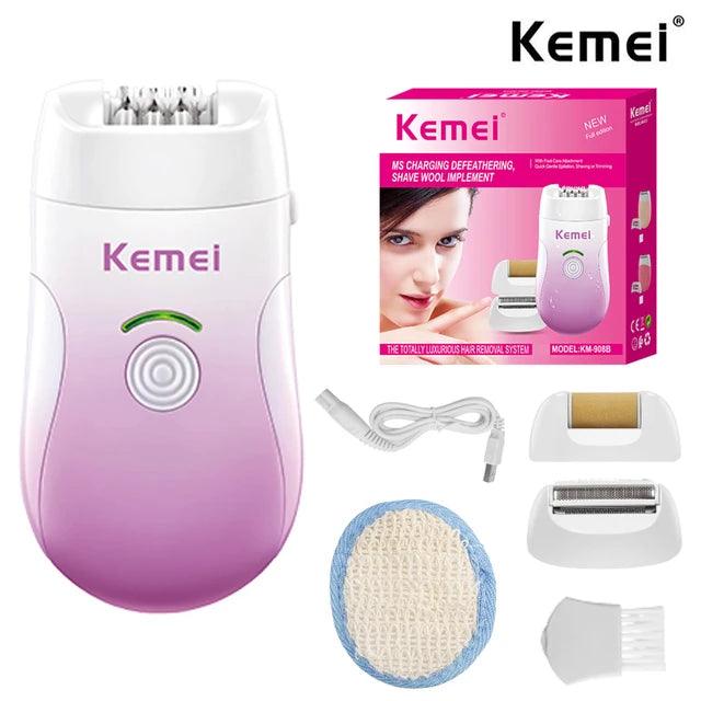 Kemei KM-908B epilator full set with USB cable roller head shaver head and cleaning brush