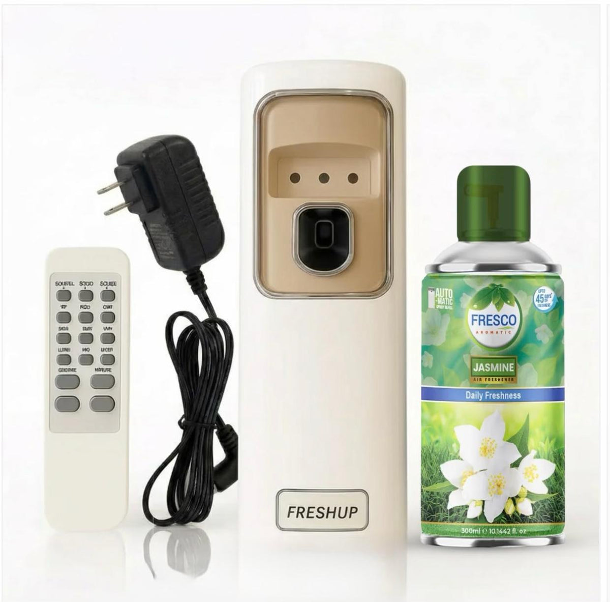Freshup Automatic Air Freshener Dispenser with Remote, Adaptor and Refill – Dual Power Spray Machine