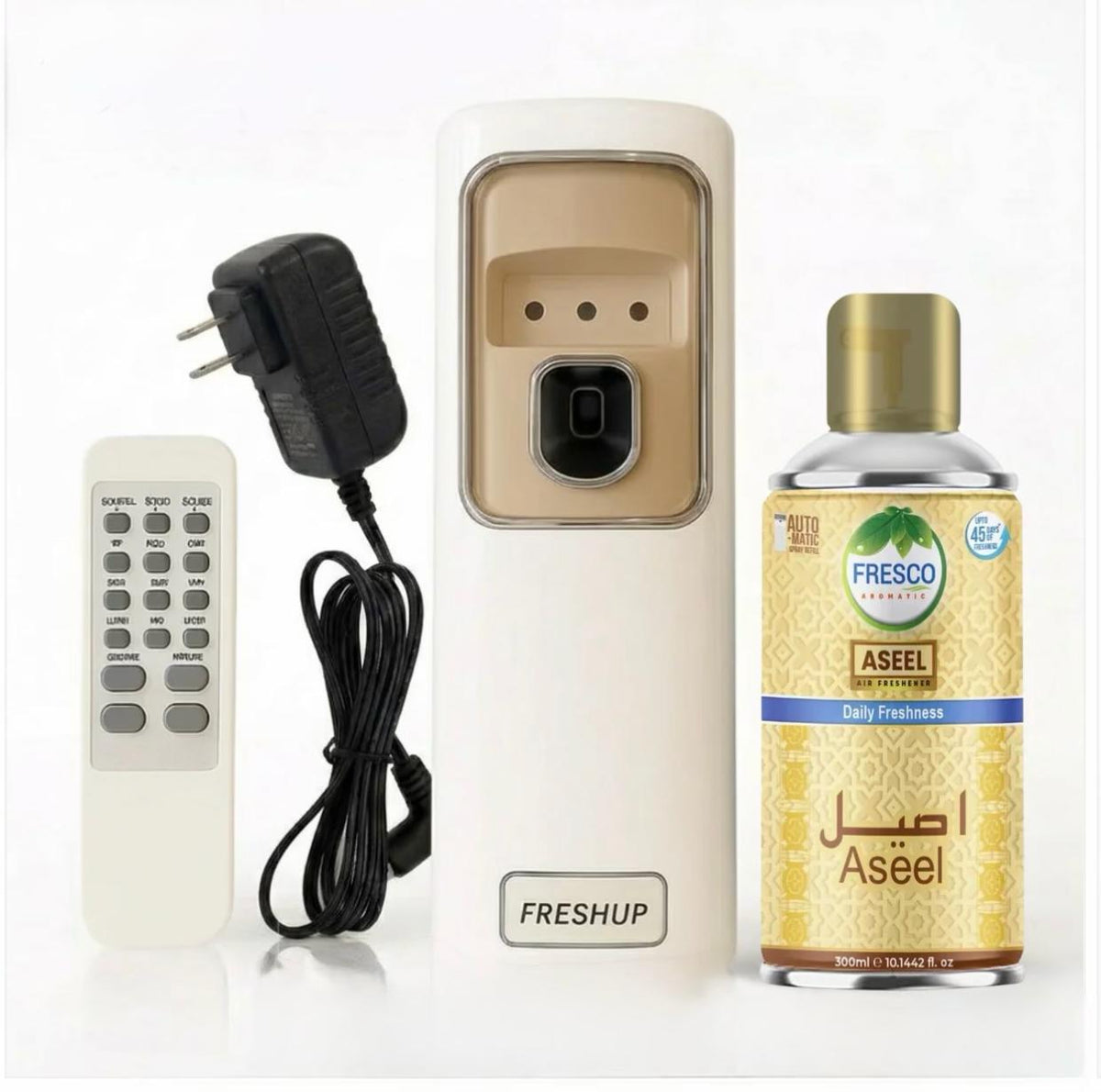 Freshup Automatic Air Freshener Dispenser with Remote, Adaptor and Refill – Dual Power Spray Machine