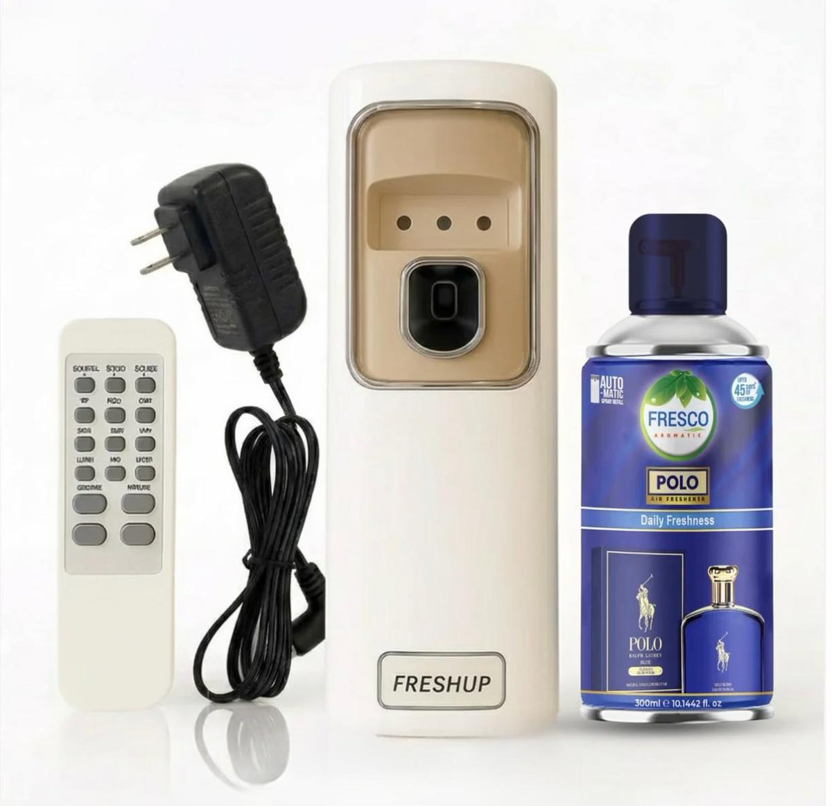 Freshup Automatic Air Freshener Dispenser with Remote, Adaptor and Refill – Dual Power Spray Machine
