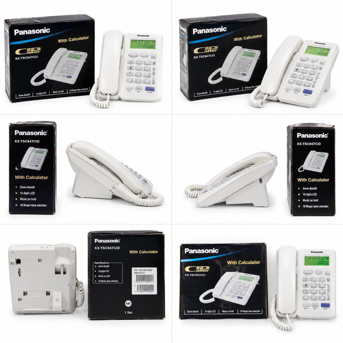 Panasonic KX-TSC 947 CID White Corded Landline Telephone with Caller ID &amp; Calculator