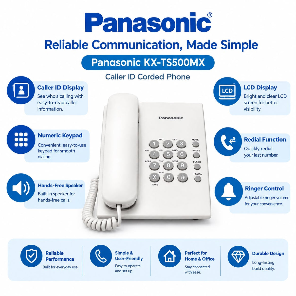 Panasonic KX-TS500MX Corded Landline Telephone