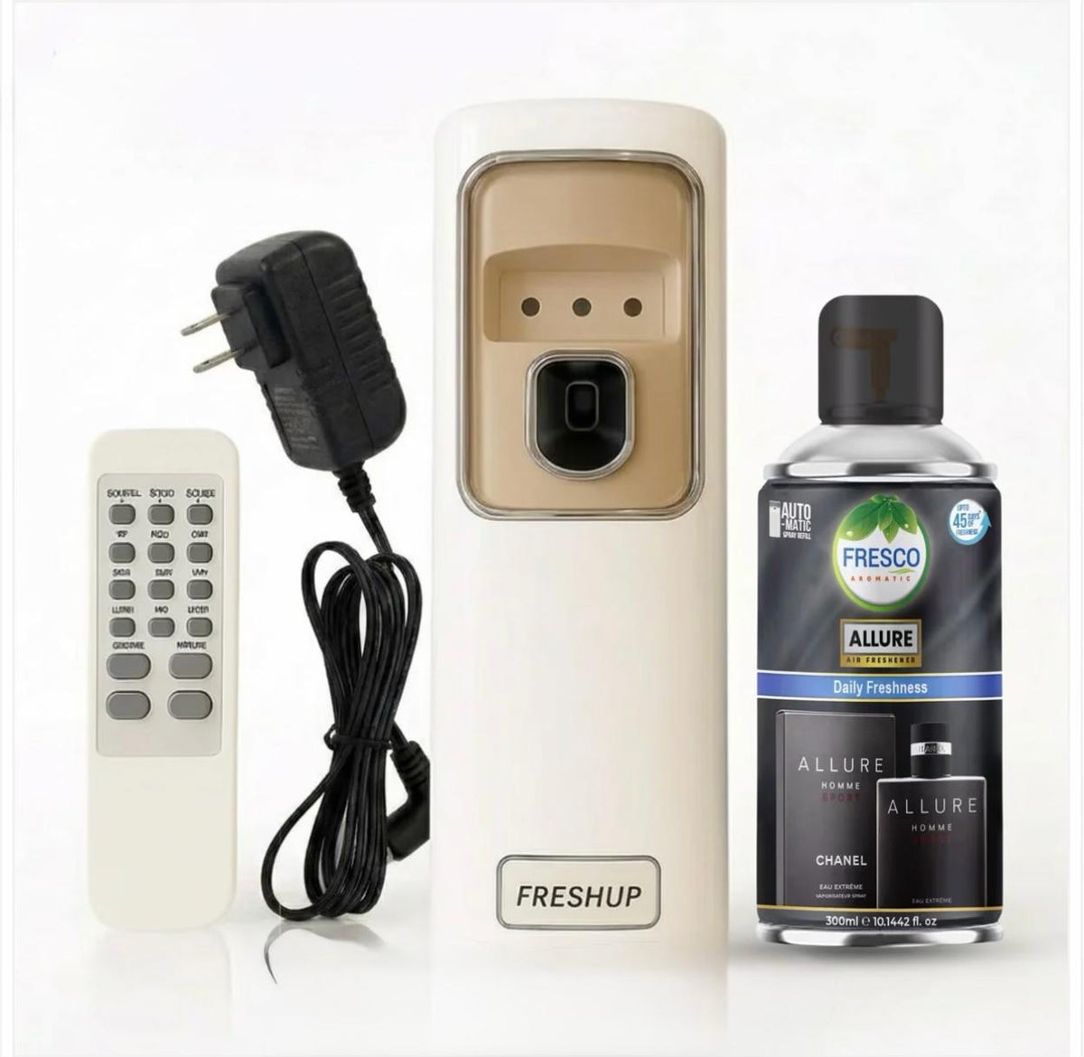 Freshup Automatic Air Freshener Dispenser with Remote, Adaptor and Refill – Dual Power Spray Machine
