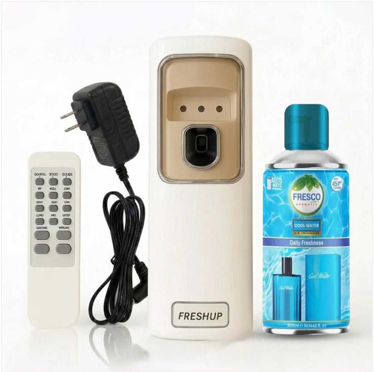 Freshup Automatic Air Freshener Dispenser with Remote, Adaptor and Refill – Dual Power Spray Machine