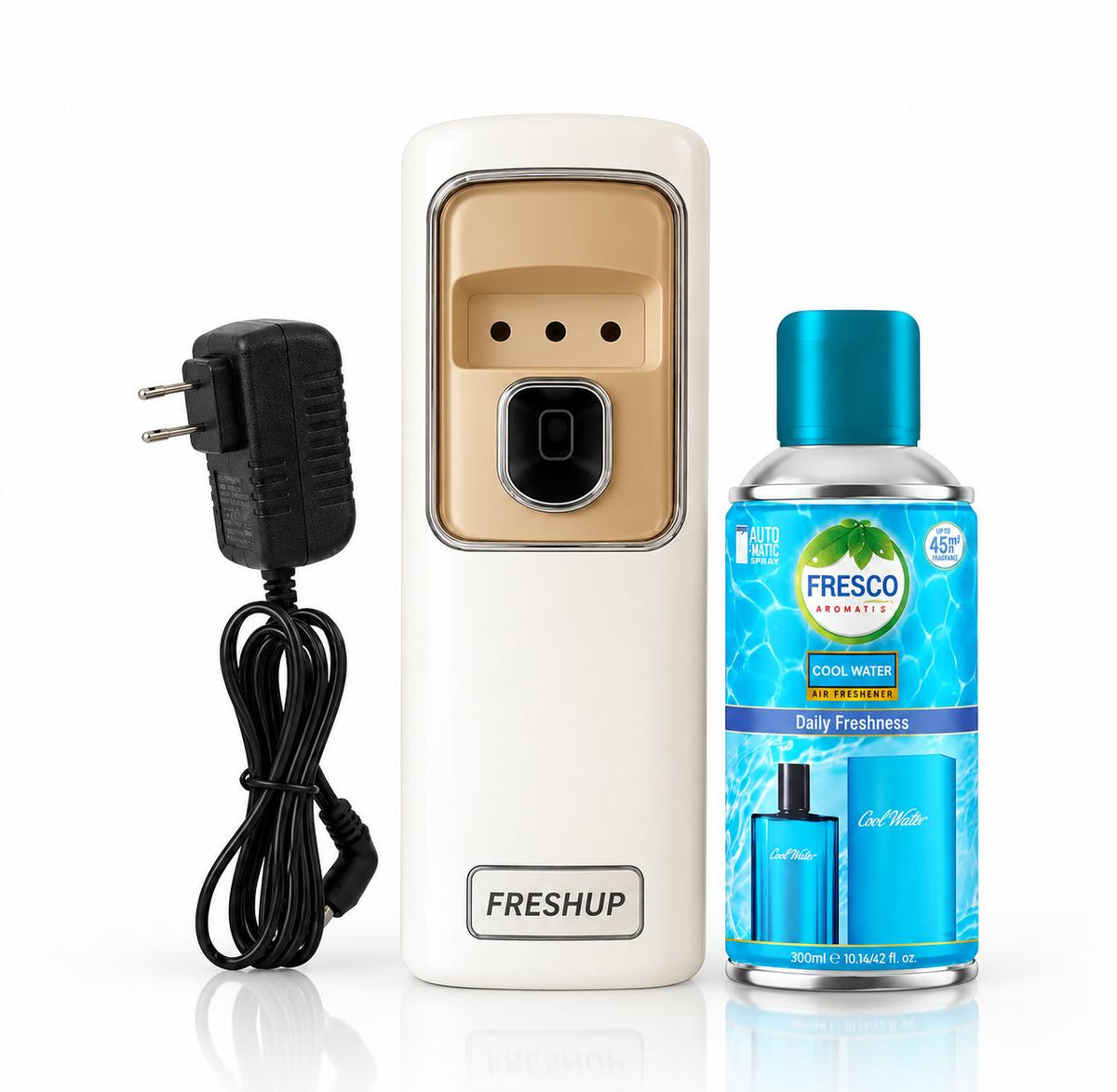 Freshup Automatic Air Freshener Dispenser with, Adaptor and Refill – Dual Power Spray Machine