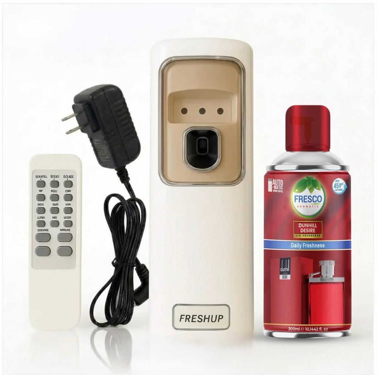 Freshup Automatic Air Freshener Dispenser with Remote, Adaptor and Refill – Dual Power Spray Machine