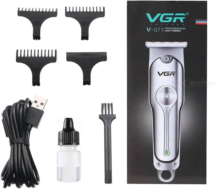 VGR V-071 professional hair trimmer full set with 4 guide combs USB cable blade oil cleaning brush and original box