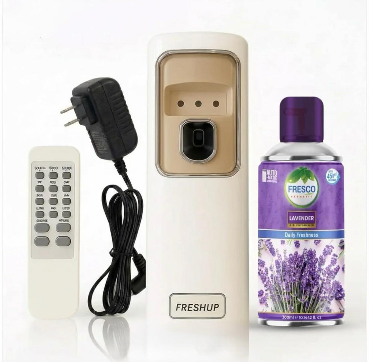 Freshup Automatic Air Freshener Dispenser with Remote, Adaptor and Refill – Dual Power Spray Machine