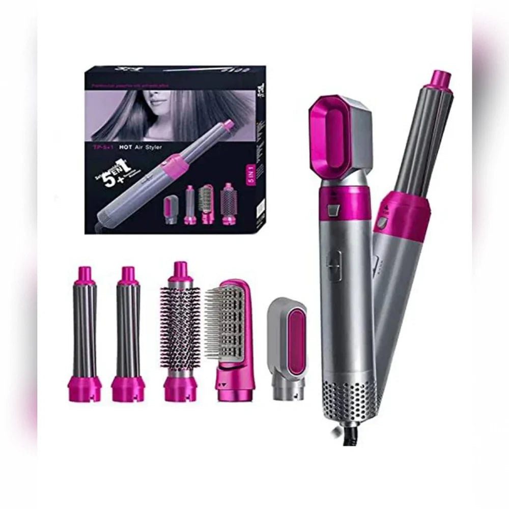 5-in-1 hot air styler complete set with original box 5 attachments curling barrels round brush smooth comb nozzle