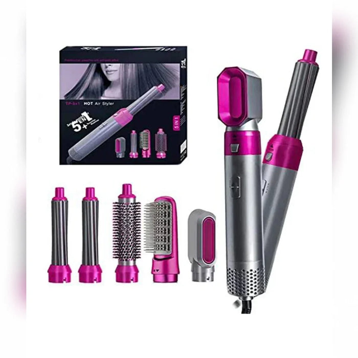 5-in-1 hot air styler complete set with original box 5 attachments curling barrels round brush smooth comb nozzle