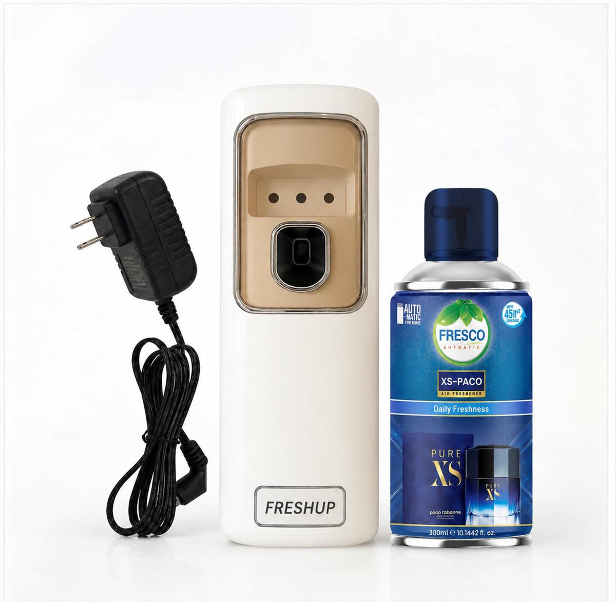 Freshup Automatic Air Freshener Dispenser with, Adaptor and Refill – Dual Power Spray Machine